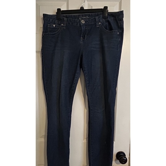 Guess Denim - Guess Jeans Womens 34 Straight Y2K Denim Mid Rise Embroidered Pocket Retro Ankle
